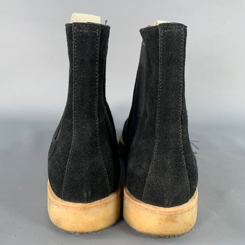 COMMON PROJECTS Size 11 Black Suede Crepe Sole Pull On Chelsea Ankle Boots