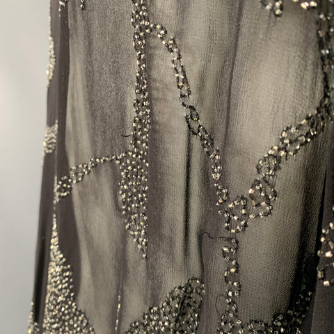 DRIES VAN NOTEN Size S Black Sheer Beaded Hibiscus Floral Viscose Long Sleeve Shirt