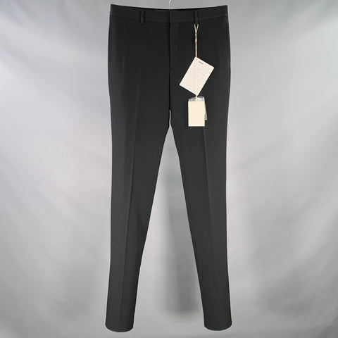 GIVENCHY Size 32 Black Wool Tapered Zip Fly Dress Pants