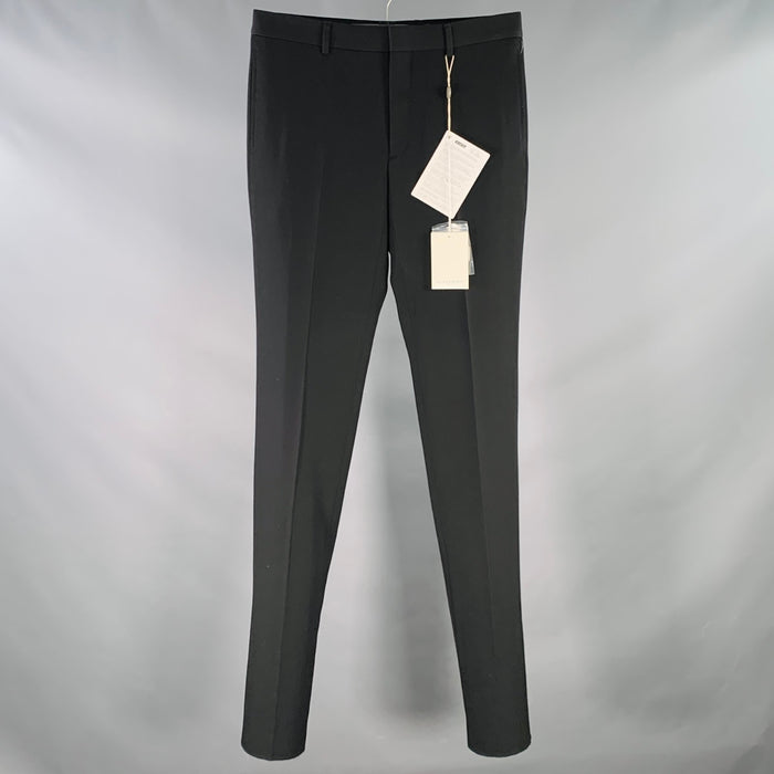 GIVENCHY Size 32 Black Wool Tapered Zip Fly Dress Pants