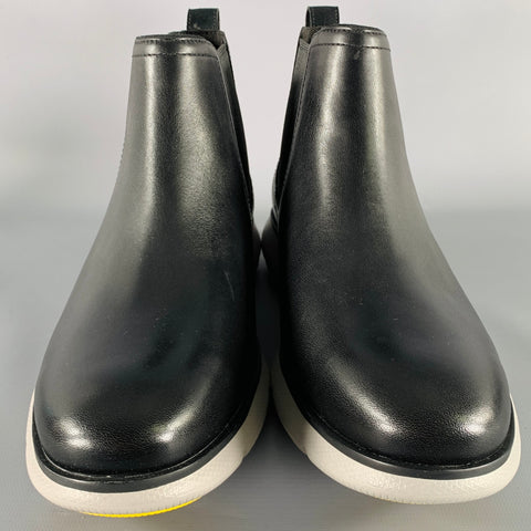COLE HAAN Size 9 Black Grey Waterproof Leather Ankle Boots