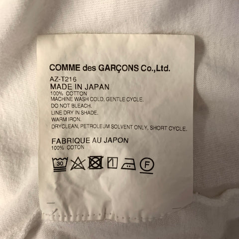 COMME des GARCONS PLAY Size XL White Gold Embroidery Cotton Short Sleeve Shirt