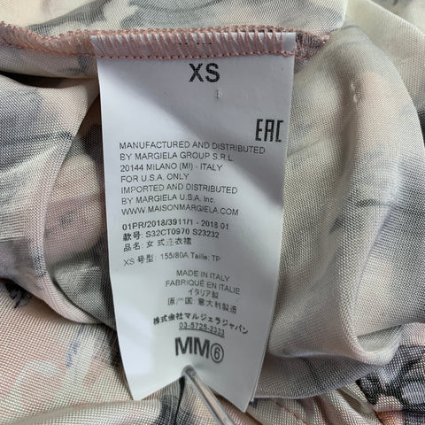 MM6 MAISON MARGIELA Size XS Cream Grey Pink Viscose Blend Floral Dress