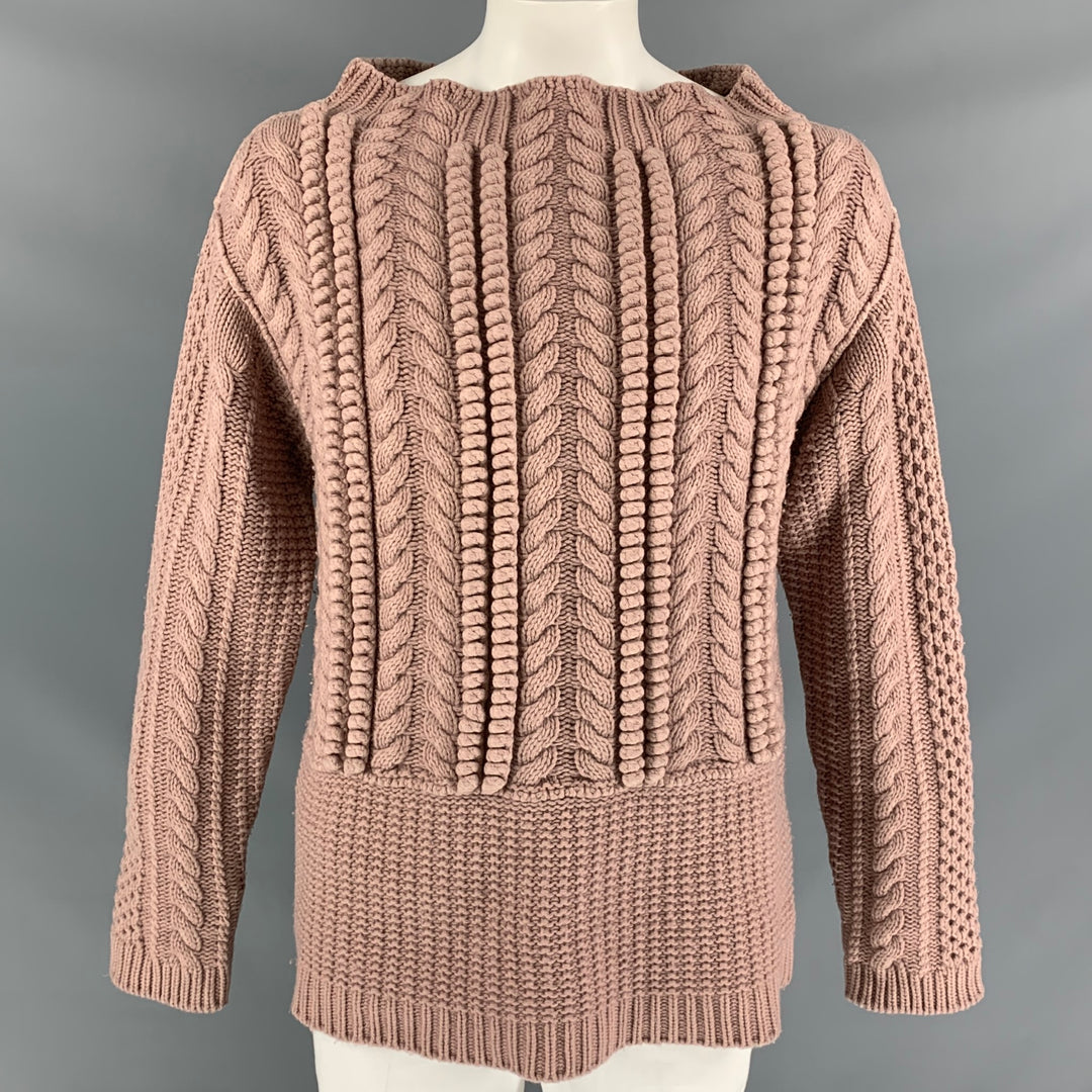 BURBERRY PRORSUM Resort 2013 Size XL Rose Cable Knit Wool Sweater