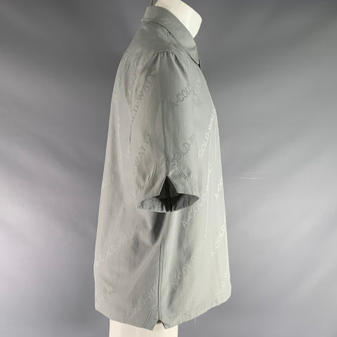 A-COLD-WALL Size M Grey Monogram Polyamide Pop-Over Short Sleeve Shirt