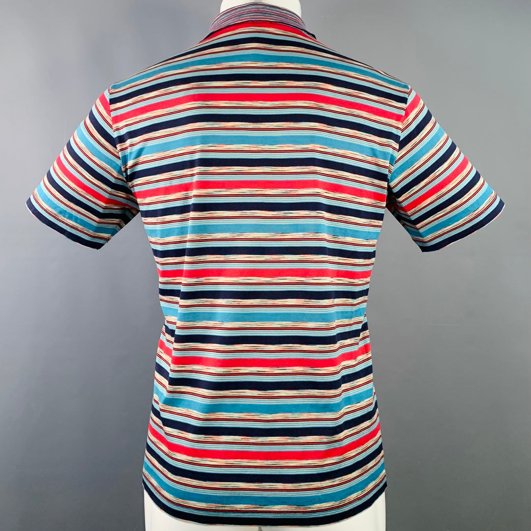 MISSONI SPORT Size S Blue Red Stripe Cotton One Pocket Polo