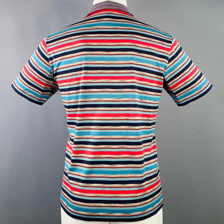 MISSONI SPORT Size S Blue Red Stripe Cotton One Pocket Polo