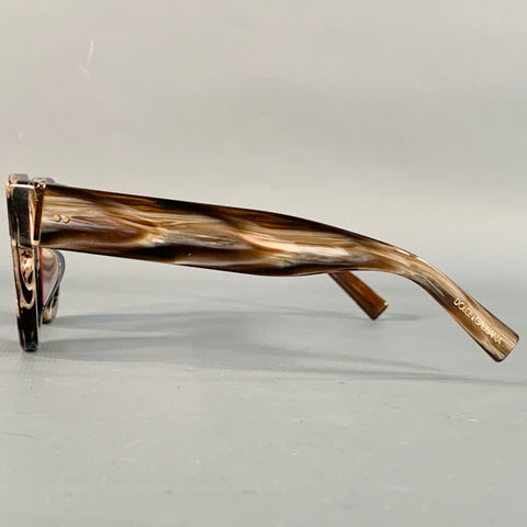 DOLCE & GABBANA Blue Brown Marbled Acetate Square Sunglasses