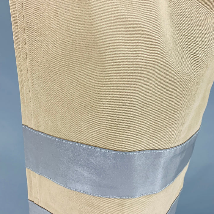JUNYA WATANABE Size M Khaki Silver Stripe Cotton Flat Front Casual Pants