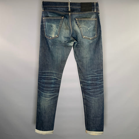 LEVI'S Size 31 Navy Tan Cotton Straight Jeans