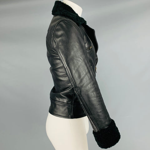 STRAIGHT TO HELL Size 36 Black Leather Motorcycle Jacket
