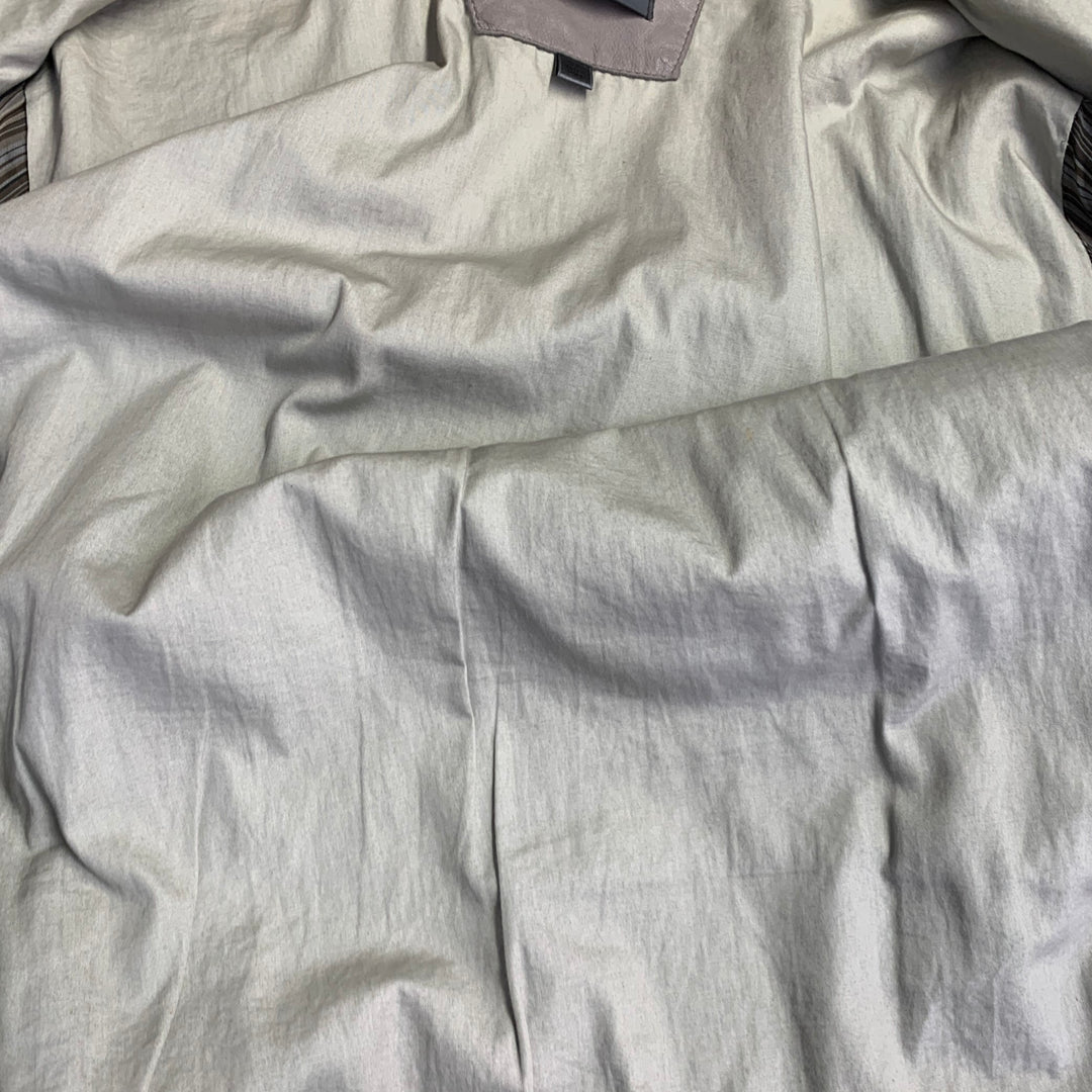 JOHN VARVATOS Size L Grey Leather Zip Up Moto Racer Jacket