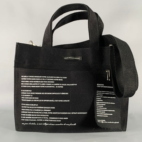 SHOOPEN Black White Print Canvas Cotton Tote Bag