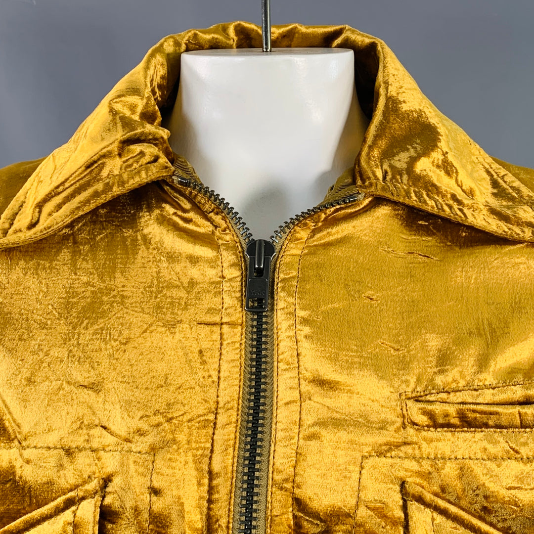 HAIDER ACKERMANN Size 44 Gold Velvet Rayon Blend Zip Up Blouson Jacket