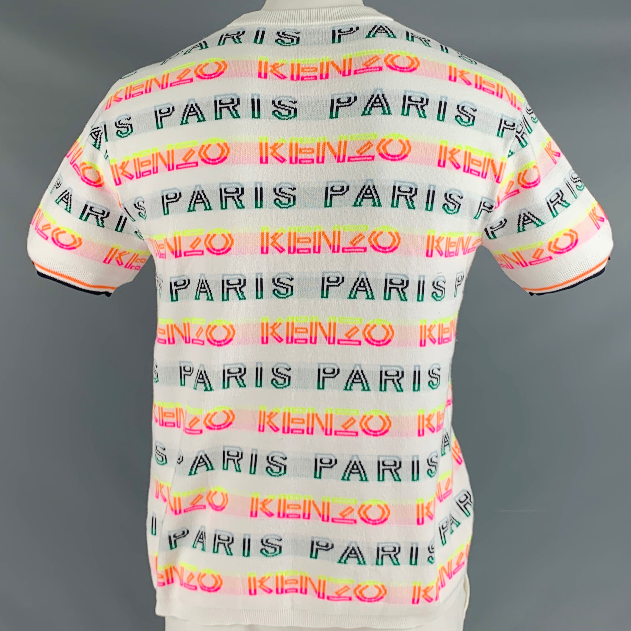 KENZO Size L White Multi Color Logo Cotton Polyester Short KENZO Size L White Multi Color Logo Cotton Polyester Short