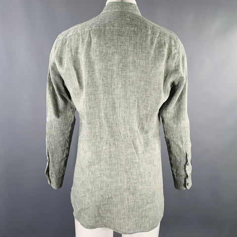 ERMENEGILDO ZEGNA Size M Grey Spread Collar Long Sleeve Shirt