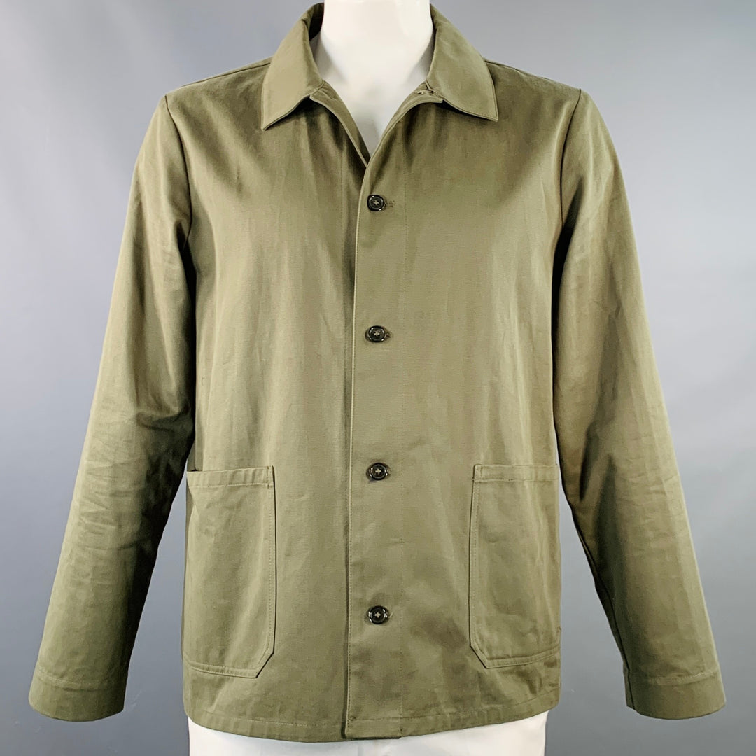 A.P.C. Size XL Green Olive Twill Cotton Two Pockets Jacket