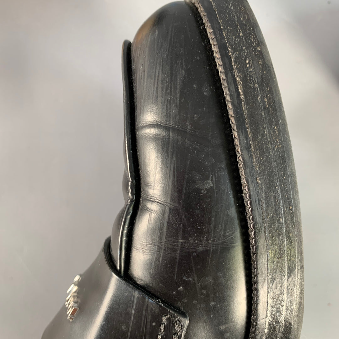1017 ALYX 9SM Size 8 Black Silver Leather Slip On Loafers