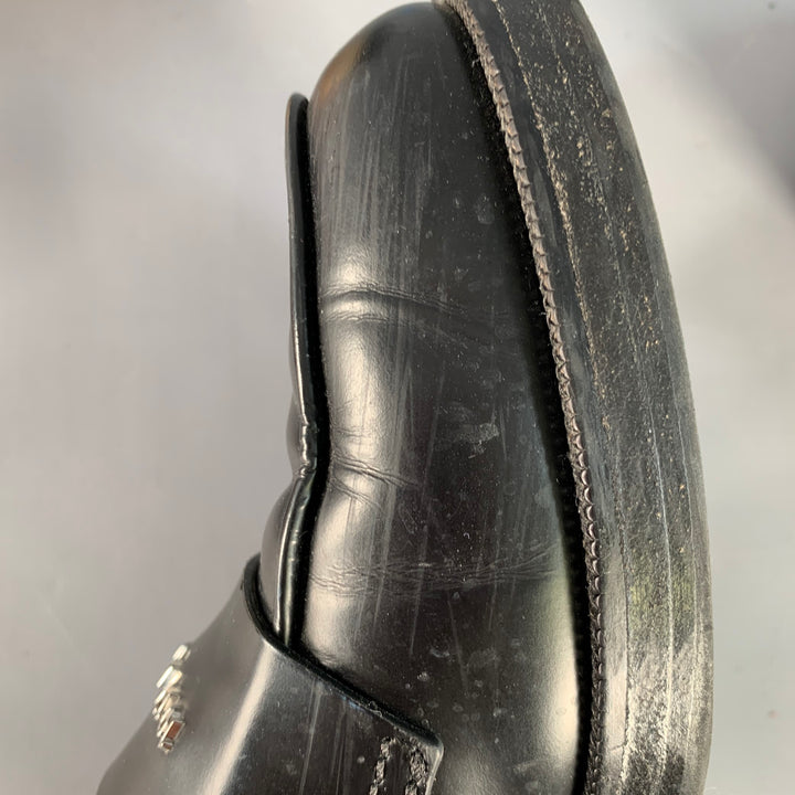 1017 ALYX 9SM Size 8 Black Silver Leather Slip On Loafers