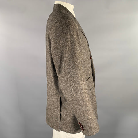 ACNE Chest Size XL Brown White Heather Wool Blend Double Breasted Coat