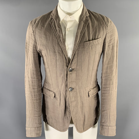 DOLCE & GABBANA Size 36 Grey Tan Linen Notch Lapel Jacket