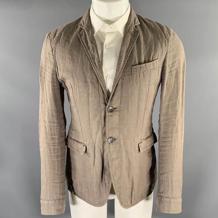 DOLCE & GABBANA Size 36 Grey Tan Linen Notch Lapel Jacket