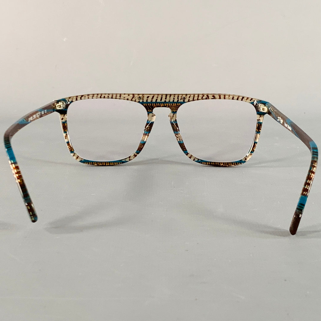 J.F. REY Brown Blue Stripe Acetate Frames Eyewear