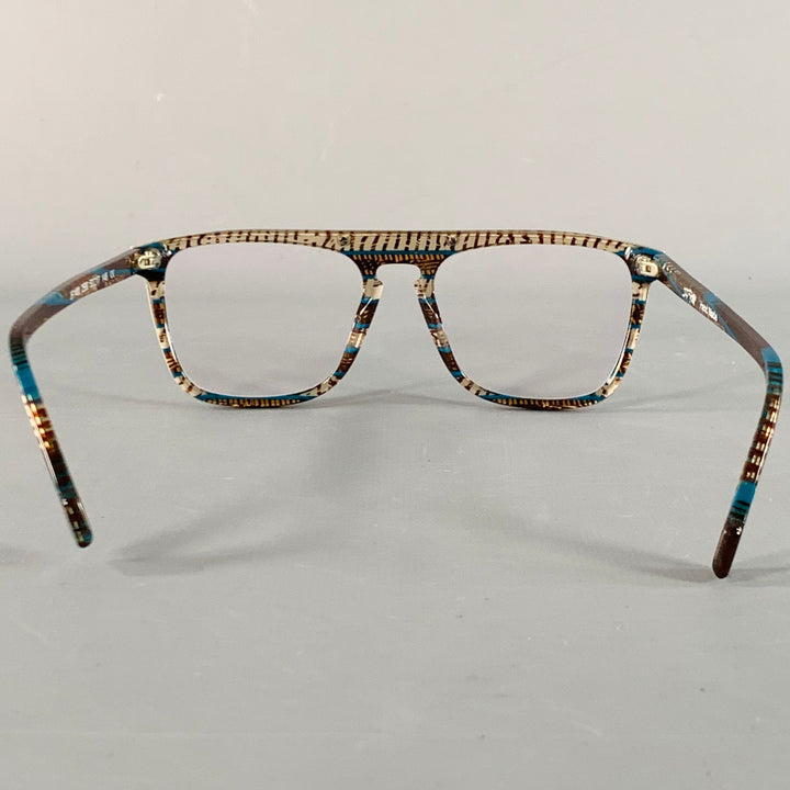 J.F. REY Brown Blue Stripe Acetate Frames Eyewear