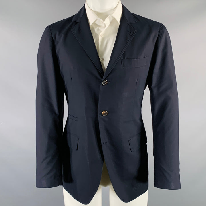 BRUNELLO CUCINELLI Taille 38 Manteau de sport à revers cranté en laine vierge et soie marine