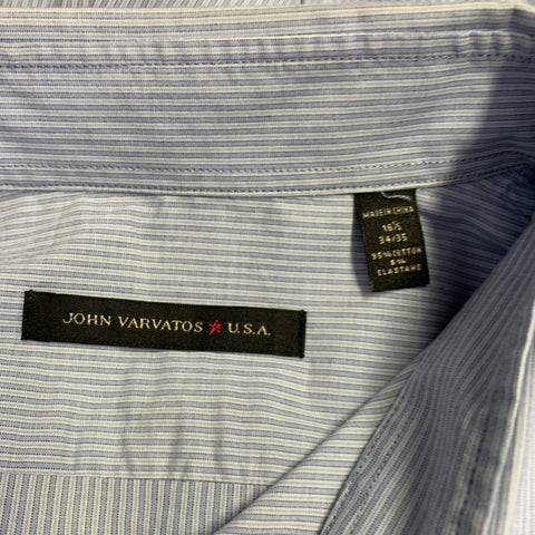 JOHN VARVATOS * U.S.A. Size XL Blue Stripe Cotton Blend Long Sleeve Shirt