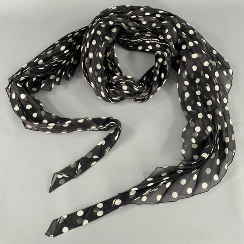 HAIDER ACKERMANN Black White Polka Dot Silk Scarf