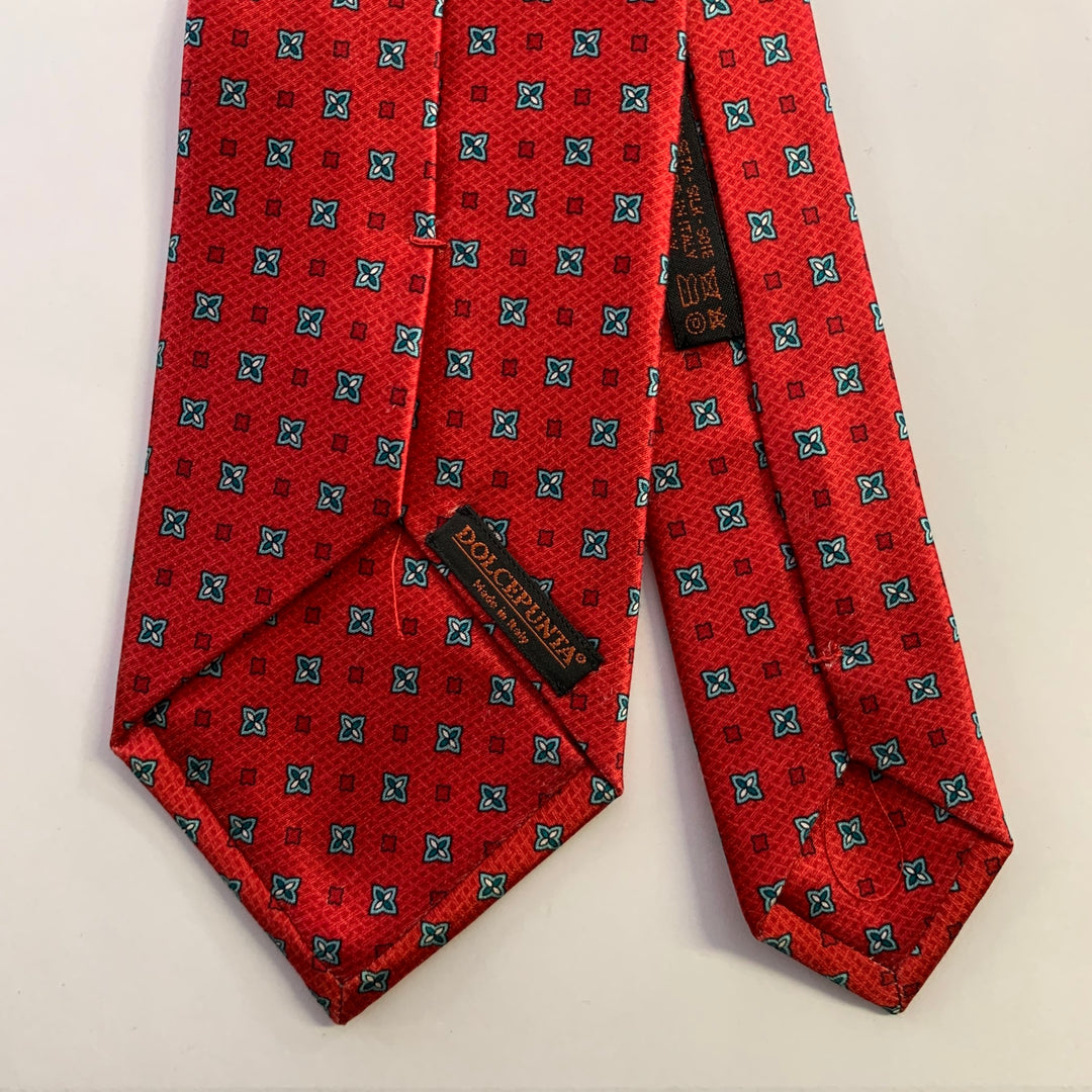 DOLCEPUNTA Red Blue Silk Foulard Tie