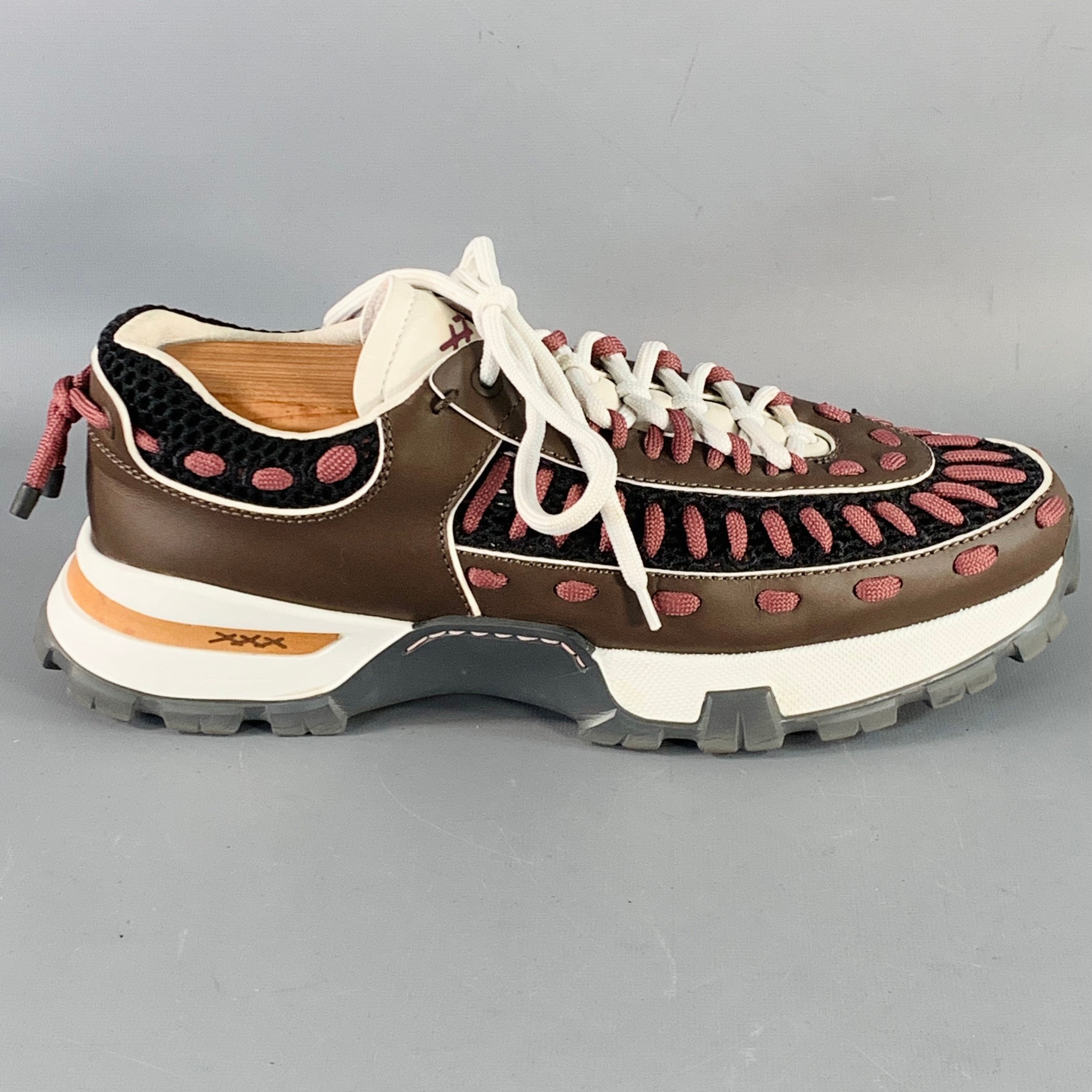 ERMENEGILDO ZEGNA Size 11 Claudio Brown Purple Color Block Leather