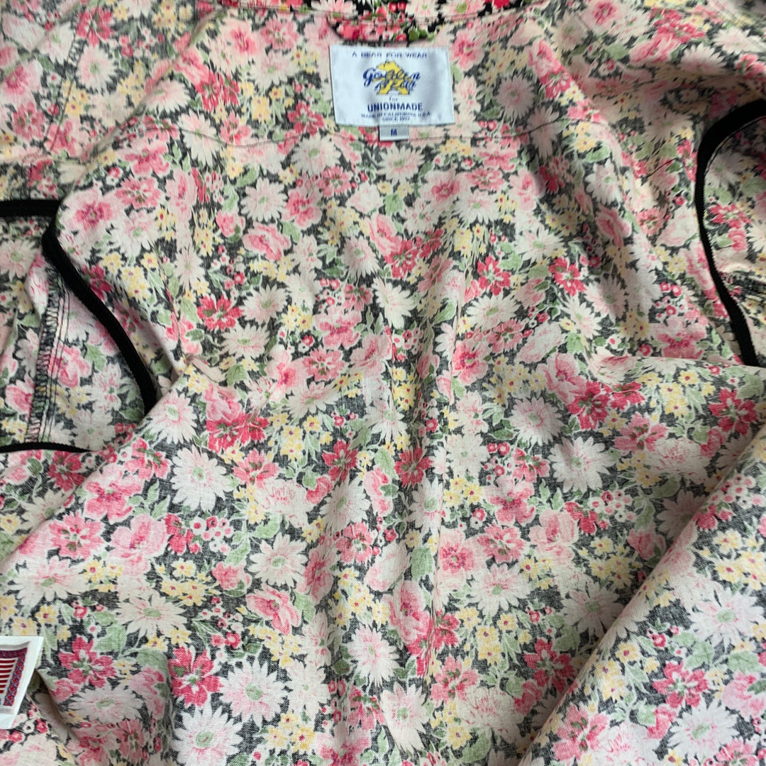 GOLDEN BEAR Size M Pink Yellow Floral Cotton Snaps Shirt Jacket