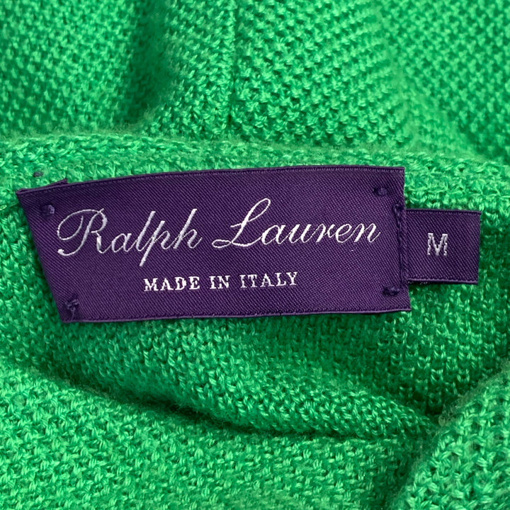 RALPH LAUREN Size M Green Waffle Knit Cashmere Silk Hoodie Sweater