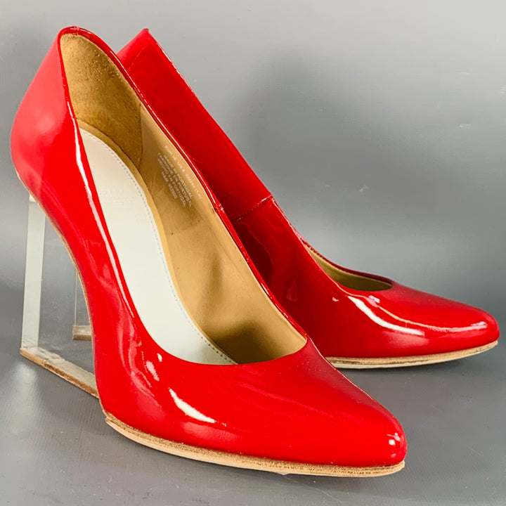MAISON MARGIELA x H&M Size 9 Red Transparent Patent Leather Wedge Heels Pumps
