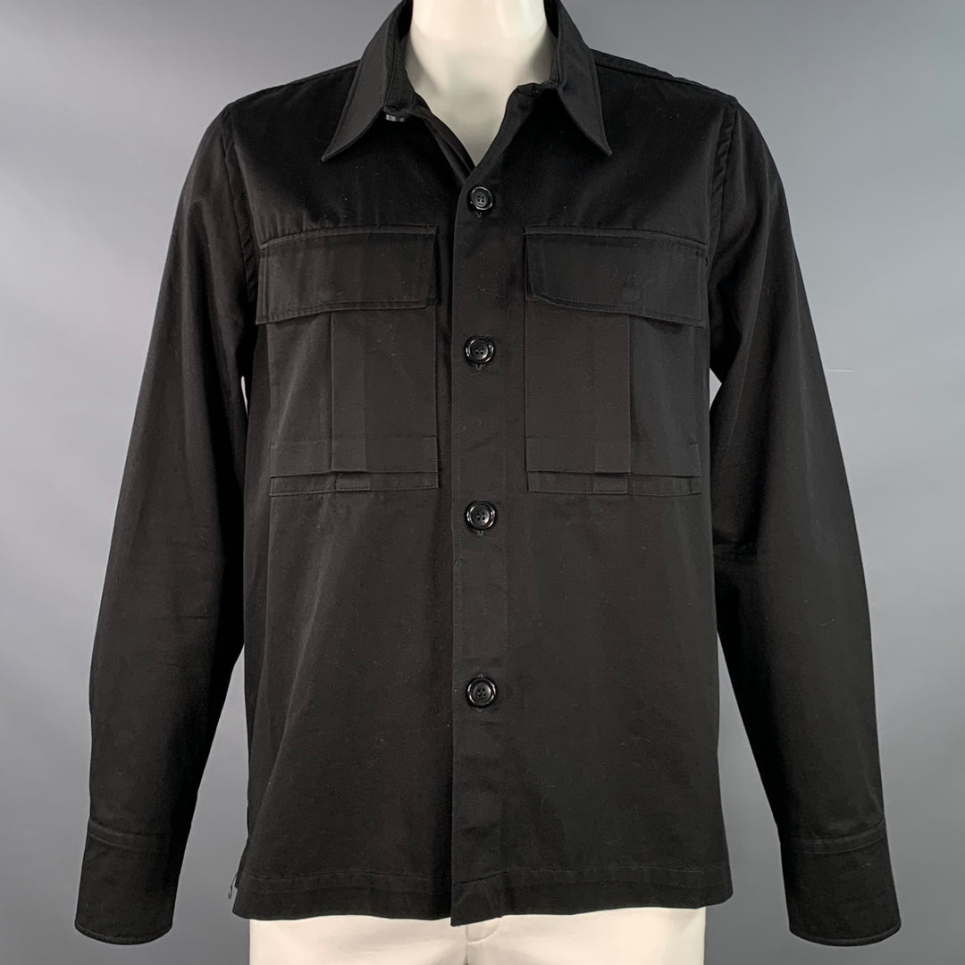 AMI by ALEXANDRE MATTIUSSI Size XL Black Cotton Two Pockets Shirt Jacket