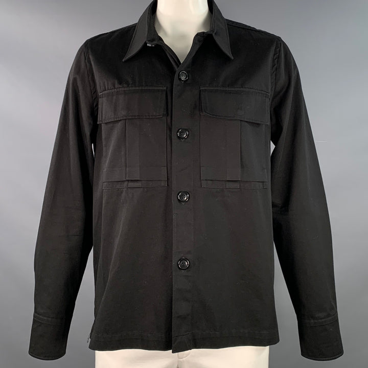 AMI by ALEXANDRE MATTIUSSI Size XL Black Cotton Two Pockets Shirt Jacket