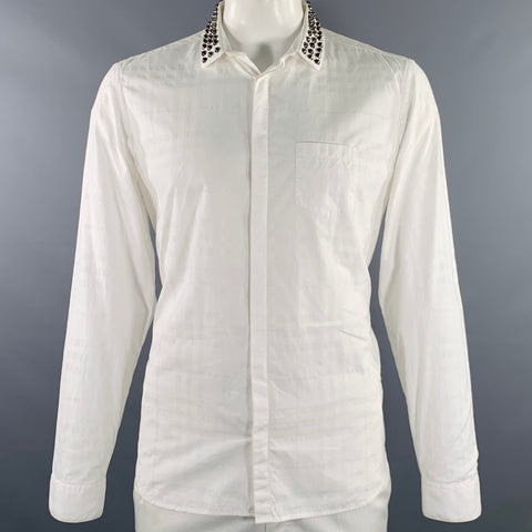 BURBERRY LONDON Size XL White Plaid Cotton Hidden Placket Long Sleeve Shirt
