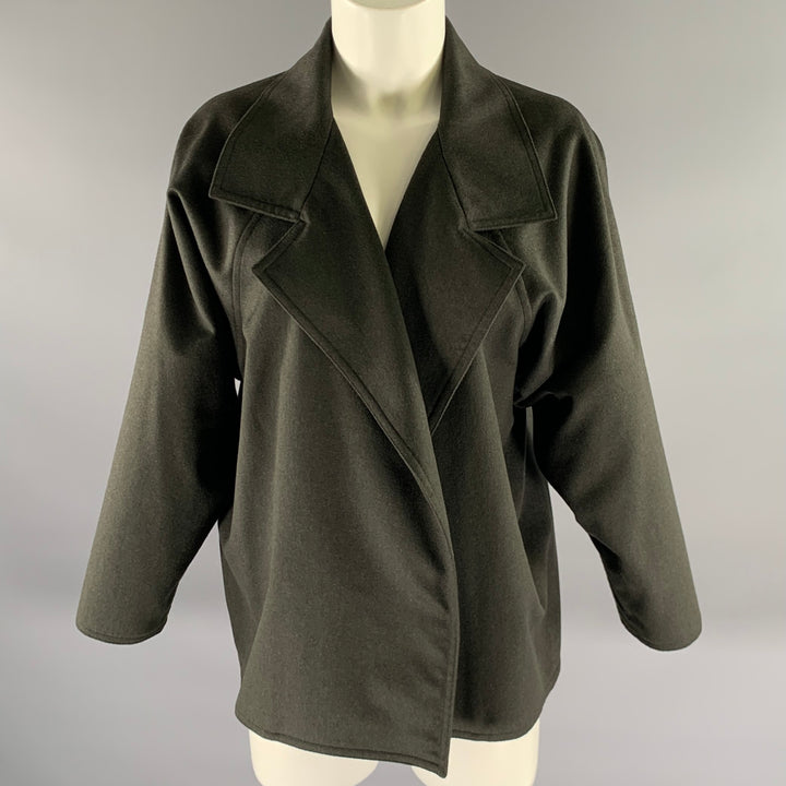 ZORAN Size M Green Olive Wool Angora Wide Notch Collar Cardigan