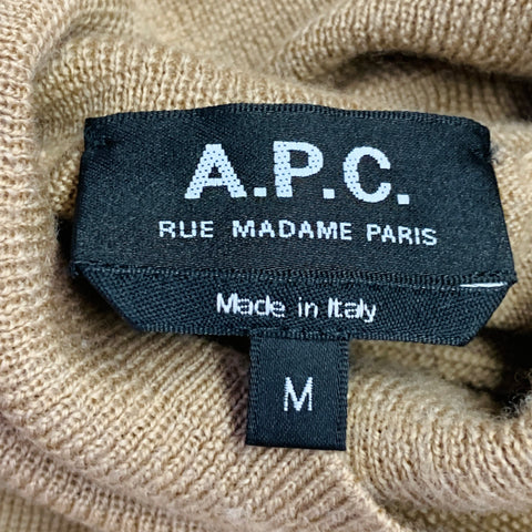 A.P.C. Size M Tan Knit Merino Wool Turtleneck Pullover