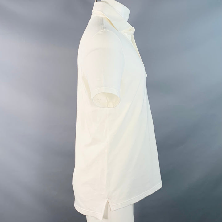 ISAIA Size M Off White Cotton Short Sleeve Polo
