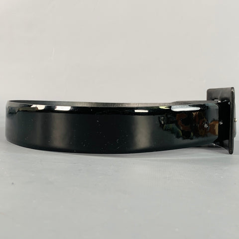 RALPH LAUREN COLLECTION Size S Black Patent Leather Covered Buckle Belt