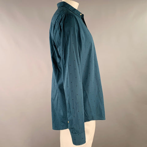 SCOTCH AND SODA Size XXL Blue Black Triangle Cotton One Pocket Long Sleeve Shirt