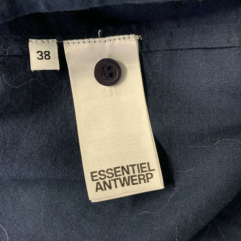 ESSENTIEL ANTWERP Size 8 Navy Multi-Color Beaded Mandarin Collar Blouse