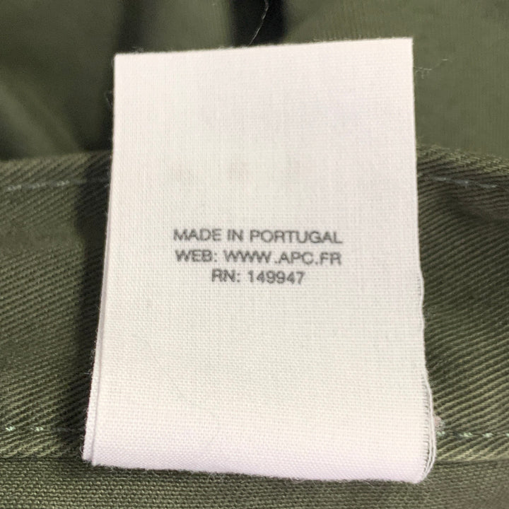 A.P.C. Size 30 Green Cotton Baggy Five Pockets Jeans