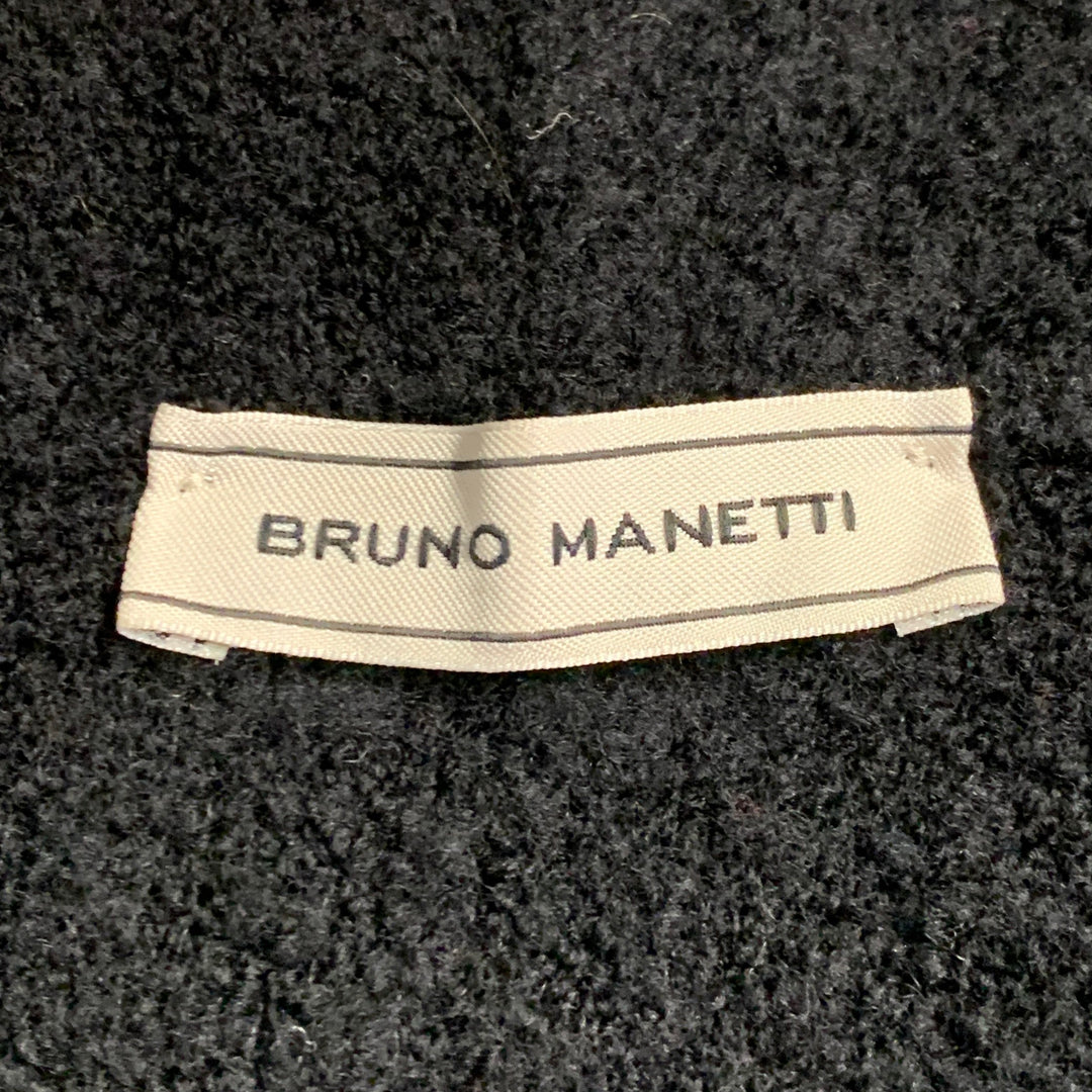 BRUNO MANETTI Size 4 Black Wool Cashmere Blend Knit Hooded Toggle Closure Coat