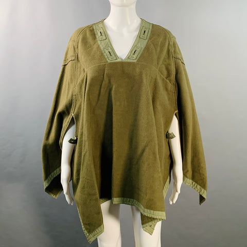JUNYA WATANABE Size M Olive Green Cotton Herringbone Poncho Coat