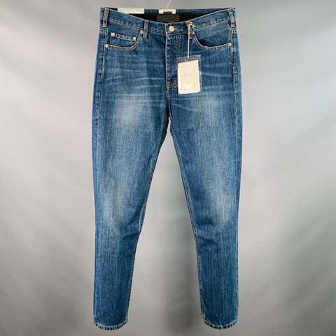 ACNE STUDIOS Size 33 Town Vintage Blue Cotton Relaxed Tapered Button Fly Jeans