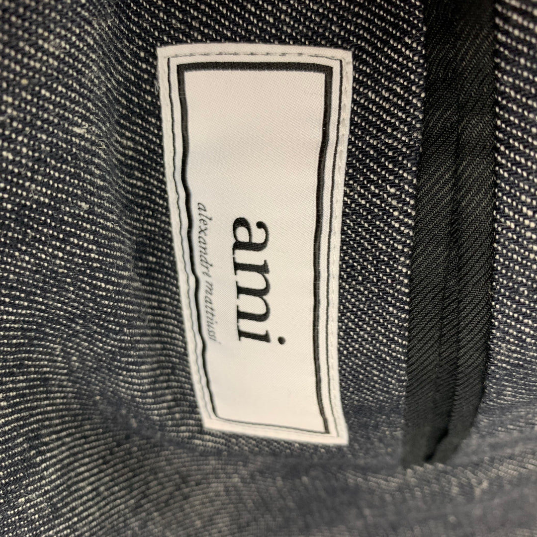 AMI Taille 42 Manteau de sport en mélange de polyamide sergé blanc indigo